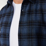 Small Plaid Flannel Shirt // Blue + Black (M)