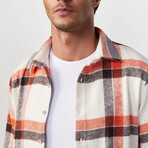 Big Windopane Flannel Shirt // Beige + Burgundy + Red (XS)