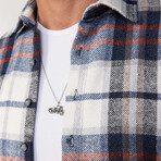 Big Plaid Flannel Shirt // Navy Blue + White + Orange (2XL)