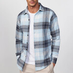 Plaid Flannel Shirt // White + Blue (M)