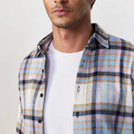 Plaid Flannel Shirt // White + Blue + Pink + Light Brown (XL)
