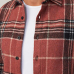 Big Plaid Flannel Shirt // Light Brown + Black + White (XS)