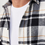 Big Plaid Flannel Shirt // White + Black + Brown (XL)