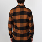 Big Checkered Flannel Shirt // Orange + Black (L)