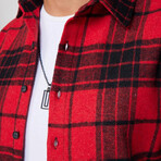 Big Plaid Flannel Shirt // Red + Black (L)