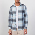 Plaid Flannel Shirt // White + Blue (M)