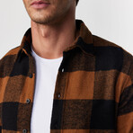 Big Checkered Flannel Shirt // Orange + Black (L)