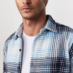 Plaid Flannel Shirt // White + Blue (M)