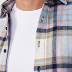 Plaid Flannel Shirt // White + Blue + Pink + Light Brown (XL)