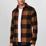 Big Checkered Flannel Shirt // Orange + Black (L)