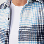 Plaid Flannel Shirt // White + Blue (M)