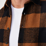 Big Checkered Flannel Shirt // Orange + Black (L)