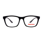 Men's Prada PS02NV DG1O1 Square Optical Glasses // Rubber Black + Clear Demo Lenses