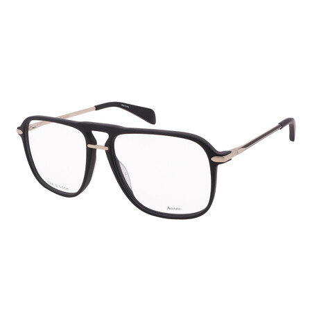 Men's Rag&Bone RNB706 I46 Aviator Optical Glasses // Matte Black Gold + Clear Demo Lenses