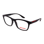 Men's Prada PS02NV DG1O1 Square Optical Glasses // Rubber Black + Clear Demo Lenses