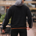Hooded Kangaroo Pocket Half Zip Plush Sweatshirt // Black + Orange (XS)
