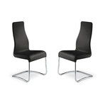 Angelica Set Of 2 Dining Chairs // Black Top Grain Leather