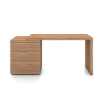 Aurora Extendable Office Desk // Walnut Veneer with Storage