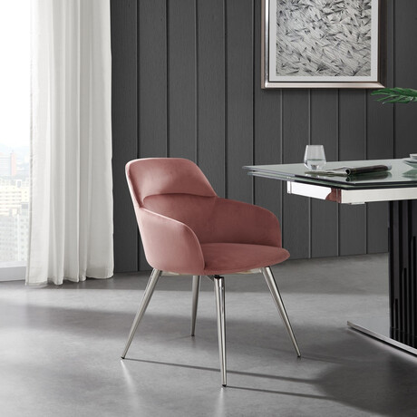Francesca 180 Swivel Dining Chair // Dusty Pink Velvet