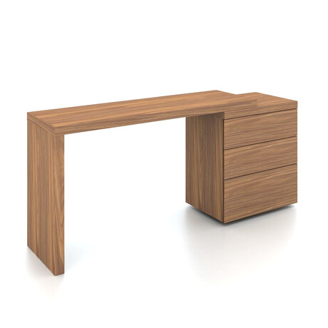 Aurora Extendable Office Desk // Walnut Veneer with Storage