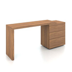 Aurora Extendable Office Desk // Walnut Veneer with Storage