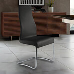 Angelica Set Of 2 Dining Chairs // Black Top Grain Leather