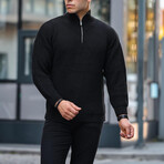 Premium Half Zipper Turtleneck Sweater // Black (L)