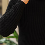Roving Knitted Fisherman Sweater // Black (XL)