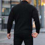 Premium Half Zipper Turtleneck Sweater // Black (L)