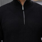 Premium Half Zipper Turtleneck Sweater // Black (42)