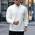 Premium Half Zipper Turtleneck Sweater // Ecru (42)
