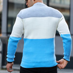 3 Colors Crew Neck Sweater // Blue (L)