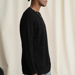 Crewneck Semi-sheer Sweater // Black (M)