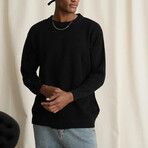 Crewneck Semi-sheer Sweater // Black (M)