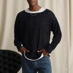 Wide Neck Abraded Sweater // Black (L)