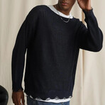 Wide Neck Abraded Sweater // Black (L)