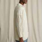 Johnny Collar Semi-sheer Sweater // Cream  (L)