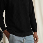Crewneck Semi-sheer Sweater // Black (M)