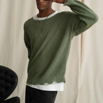 Wide Neck Abraded Sweater // Dark Sage Green (S)
