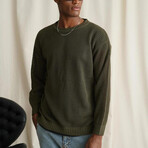 Crewneck Semi-sheer Sweater // Dark Olive Green (2XL)
