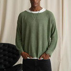 Wide Neck Abraded Sweater // Dark Sage Green (S)