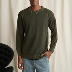 Crewneck Semi-sheer Sweater // Dark Olive Green (2XL)