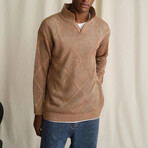 Johnny Collar Semi-sheer Sweater // Tan (XS)