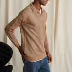 Johnny Collar Semi-sheer Sweater // Tan (XS)