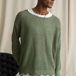 Wide Neck Abraded Sweater // Dark Sage Green (S)