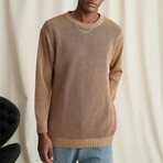 Crewneck Semi-sheer Sweater // Tan (2XL)