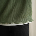 Wide Neck Abraded Sweater // Dark Sage Green (S)