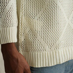 Johnny Collar Semi-sheer Sweater // Cream  (L)
