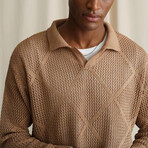 Johnny Collar Semi-sheer Sweater // Tan (XS)