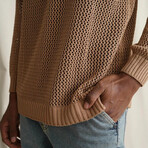 Crewneck Semi-sheer Sweater // Tan (2XL)